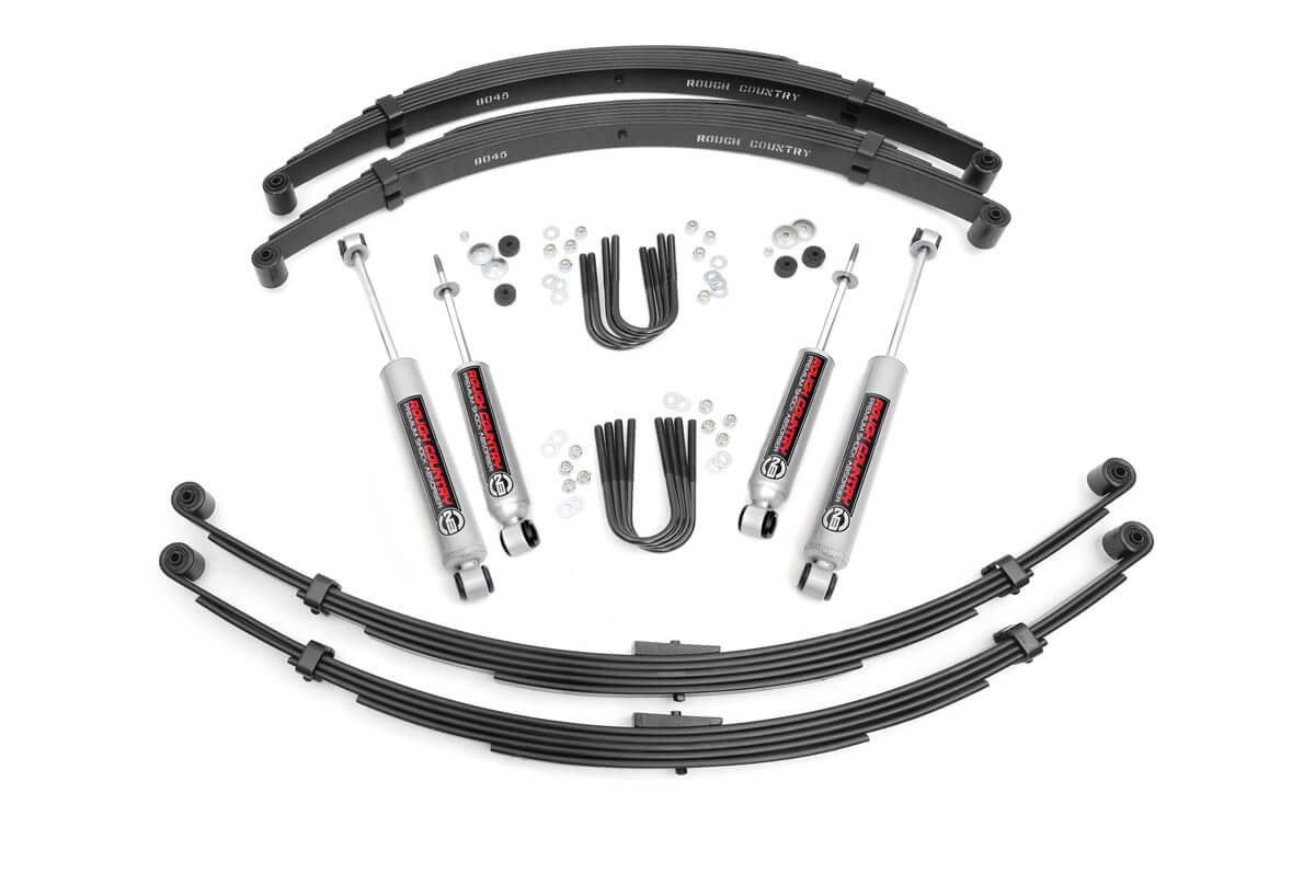 International Scout II Suspension Lift Kit - Front + Rear - Rough Country - 4 Inch Lift, Premium N3 Shocks - '71-'73